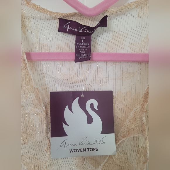 Gloria Vanderbilt Sheer Metallic Top Boho Y2K - Picture 3 of 4